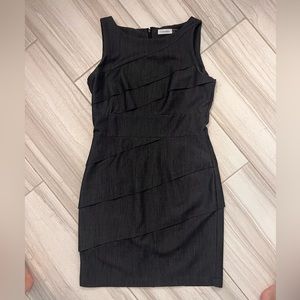 Dark denim black sheath dress asymmetrical size 10 - fits closer to a 6!